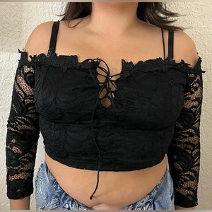 Black crop top, size large!